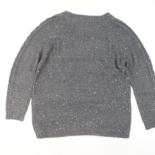 Marks and Spencer Women’s Grey Sequin Cable-Knit Jumper Size 16