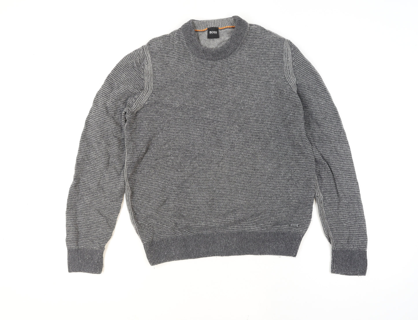 Hugo Boss Men's Grey Wool Crew Neck Pullover Jumper Size M