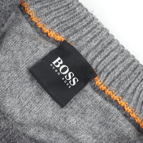 Hugo Boss Men's Grey Wool Crew Neck Pullover Jumper Size M
