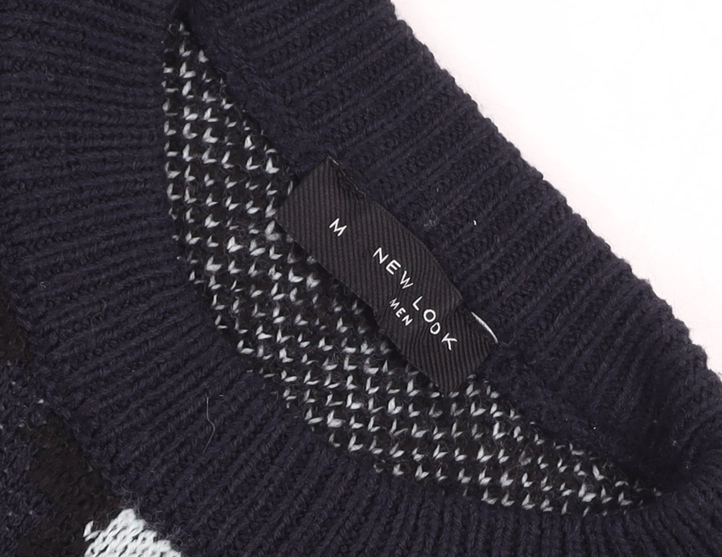 New Look Unisex Blue Animal Print Crew Neck Knit Jumper M