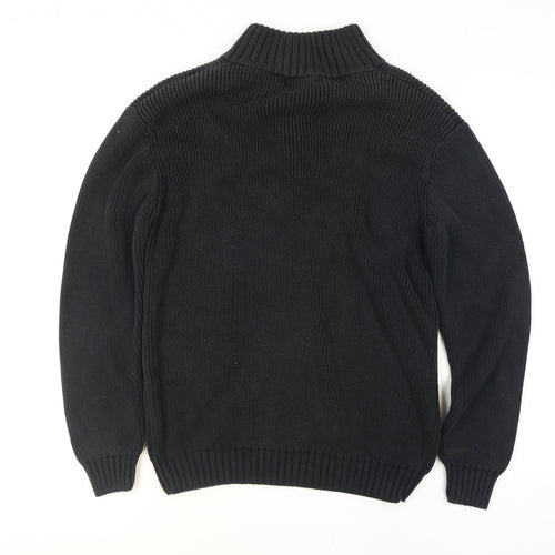 Lagerfeld Men's Black High Neck Button Henley Jumper XL