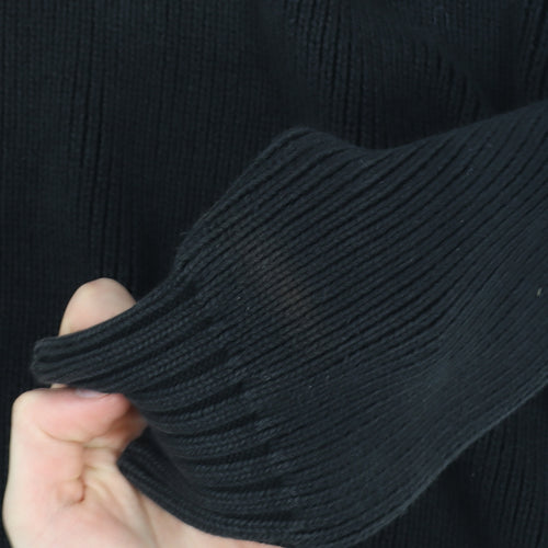 Lagerfeld Men's Black High Neck Button Henley Jumper XL