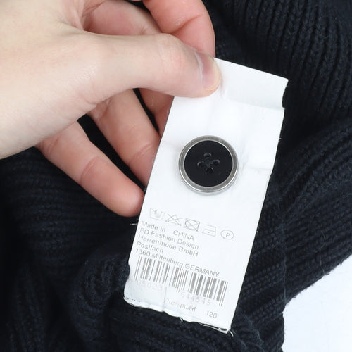 Lagerfeld Men's Black High Neck Button Henley Jumper XL