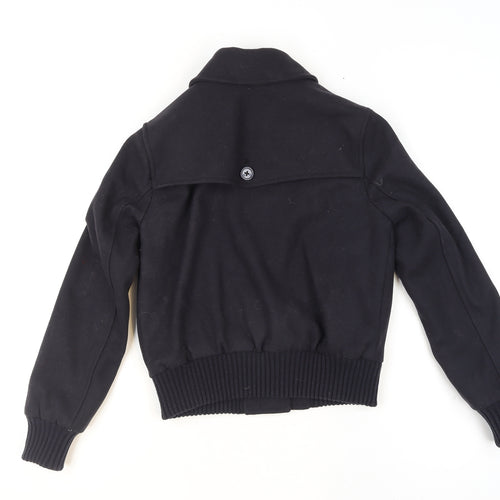 GAP Women’s Black Wool Bomber Jacket XS Classic Button Front