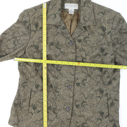 Talbots Collection Women's Brown Wool Tweed Floral Blazer Size 12