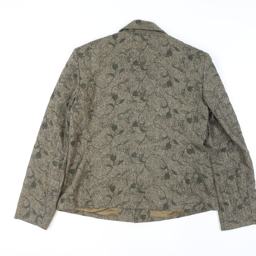 Talbots Collection Women's Brown Wool Tweed Floral Blazer Size 12