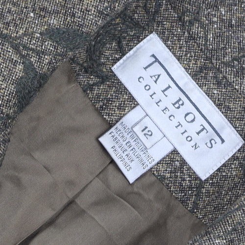 Talbots Collection Women's Brown Wool Tweed Floral Blazer Size 12