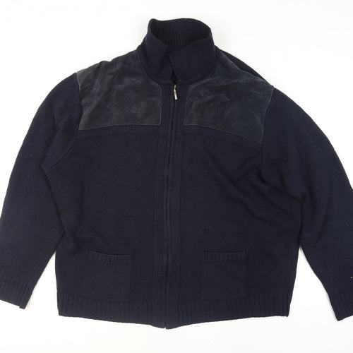 Marks and Spencer Men’s Navy Blue 2XL Full Zip Knit Jumper