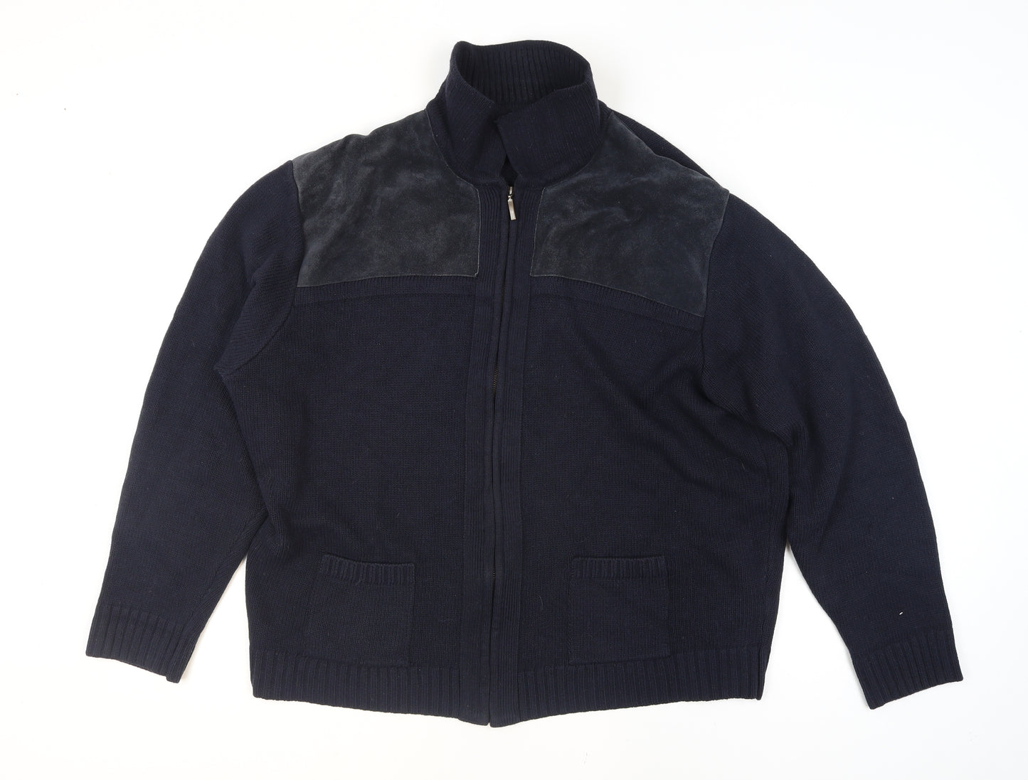 Marks and Spencer Men’s Navy Blue 2XL Full Zip Knit Jumper