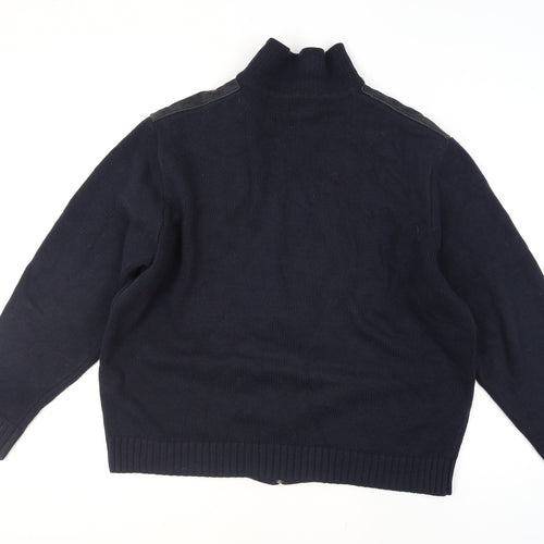 Marks and Spencer Men’s Navy Blue 2XL Full Zip Knit Jumper