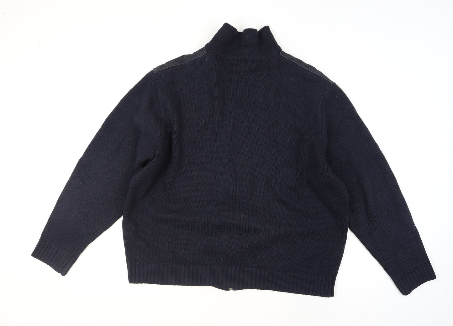Marks and Spencer Men’s Navy Blue 2XL Full Zip Knit Jumper