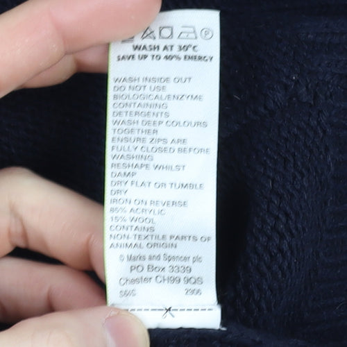 Marks and Spencer Men’s Navy Blue 2XL Full Zip Knit Jumper