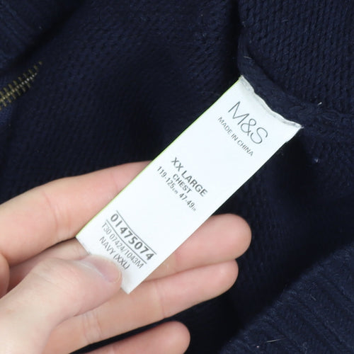 Marks and Spencer Men’s Navy Blue 2XL Full Zip Knit Jumper