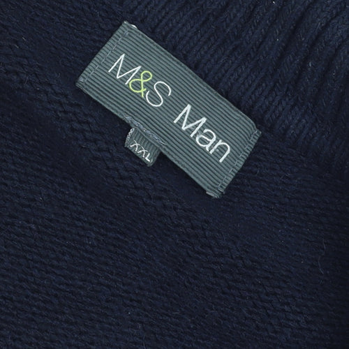 Marks and Spencer Men’s Navy Blue 2XL Full Zip Knit Jumper