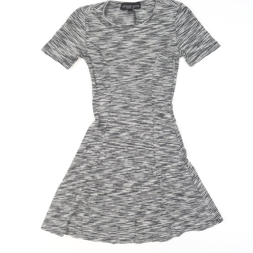 Topshop Petite Women’s Black Striped Fit & Flare Dress Size 6