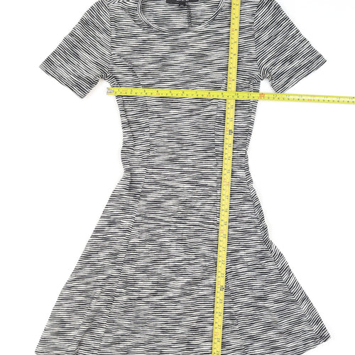 Topshop Petite Women’s Black Striped Fit & Flare Dress Size 6