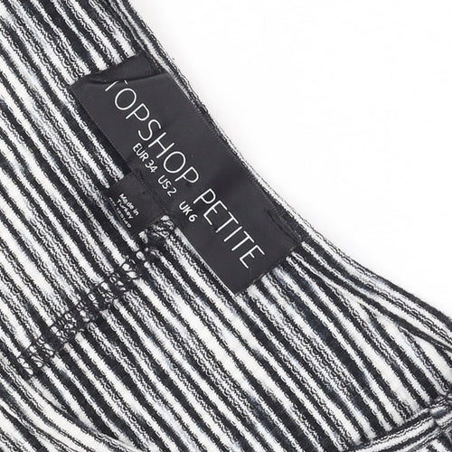 Topshop Petite Women’s Black Striped Fit & Flare Dress Size 6
