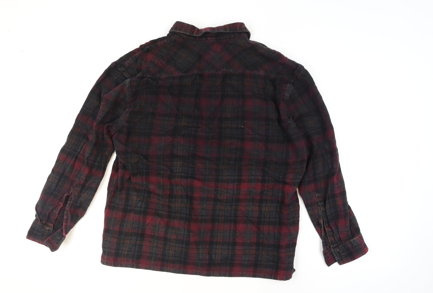 Menace Men's Red Black Check Flannel Button-Up Shirt M