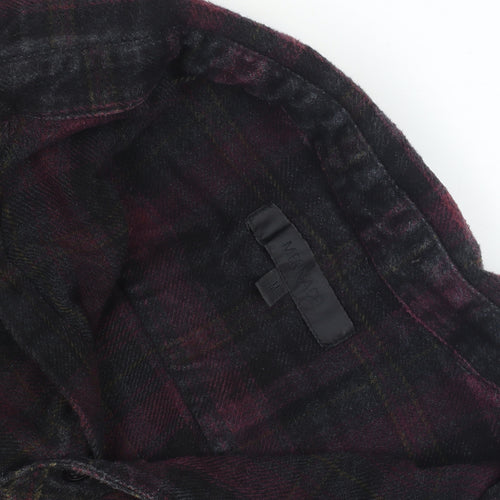 Menace Men's Red Black Check Flannel Button-Up Shirt M
