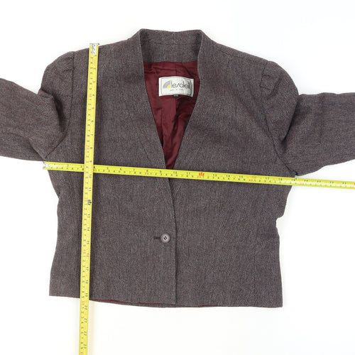 Le Soleil Women Brown Tweed Single-Breasted Blazer Size 12 Wool Blend