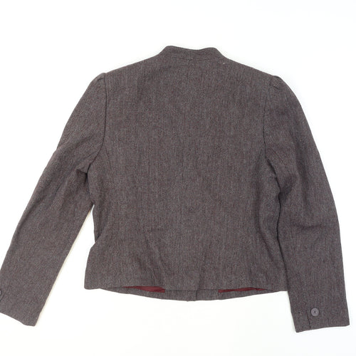Le Soleil Women Brown Tweed Single-Breasted Blazer Size 12 Wool Blend
