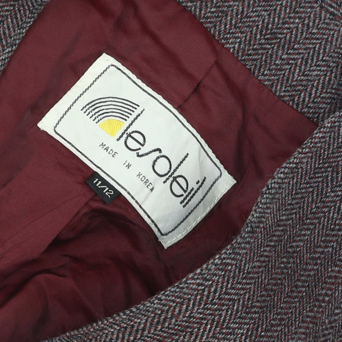 Le Soleil Women Brown Tweed Single-Breasted Blazer Size 12 Wool Blend