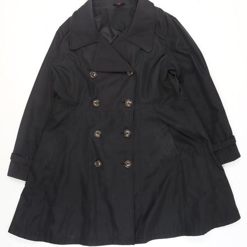 Simply Be Women's Black Mid-Length Pea Coat Size 18