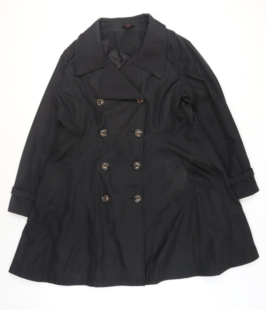 Simply Be Women's Black Mid-Length Pea Coat Size 18