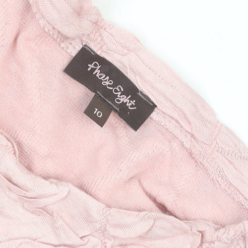 Phase Eight Womens Pink Crinkle T-Shirt Size 10 Short Sleeve Top