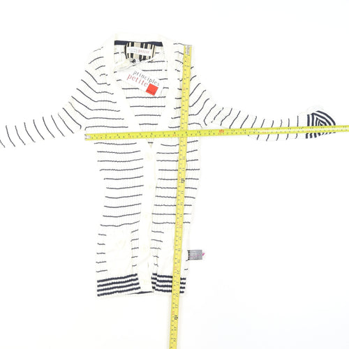 Principles Petite by Ben de Lisi Women's White Striped Knit Button-Up Cardigan Size 6