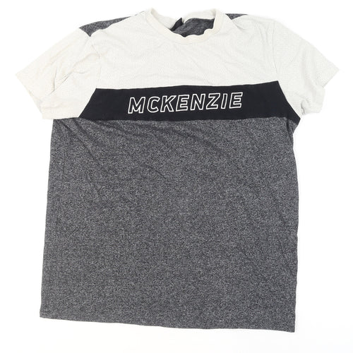 McKenzie Men's Grey Colourblock Short Sleeve Crew Neck T-Shirt Size M