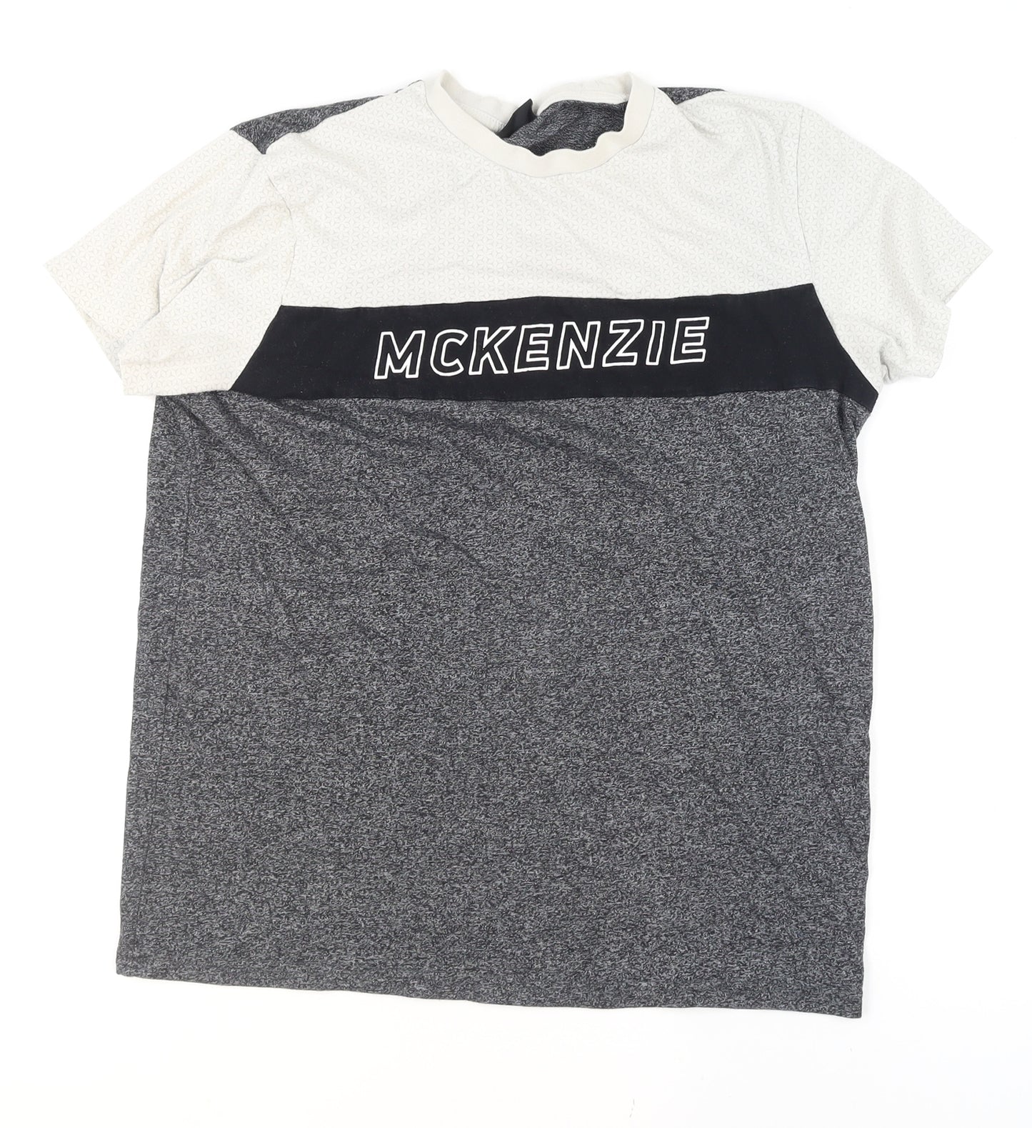McKenzie Men's Grey Colourblock Short Sleeve Crew Neck T-Shirt Size M