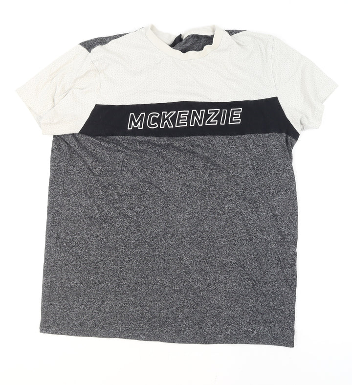 McKenzie Men's Grey Colourblock Short Sleeve Crew Neck T-Shirt Size M