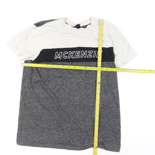 McKenzie Men's Grey Colourblock Short Sleeve Crew Neck T-Shirt Size M