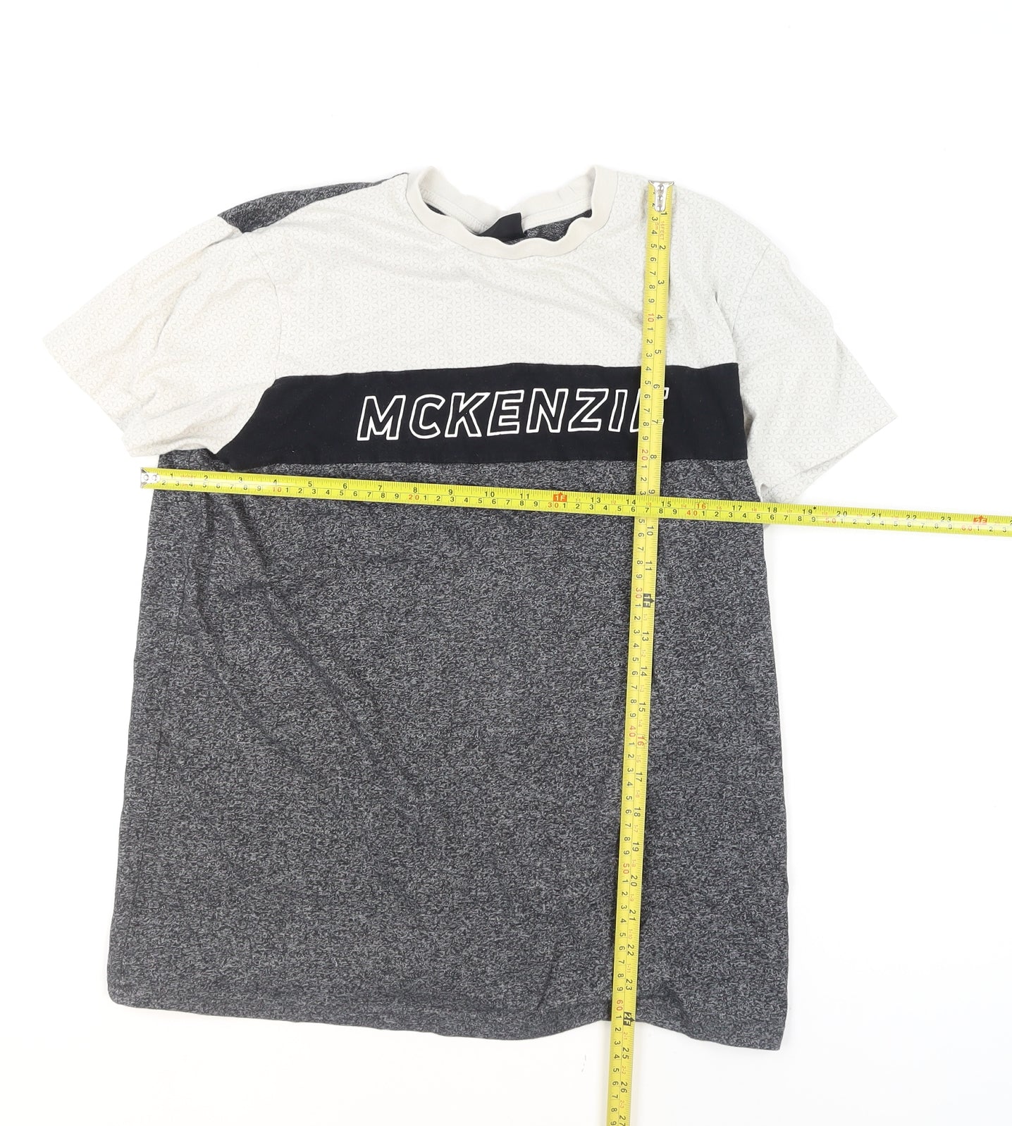 McKenzie Men's Grey Colourblock Short Sleeve Crew Neck T-Shirt Size M