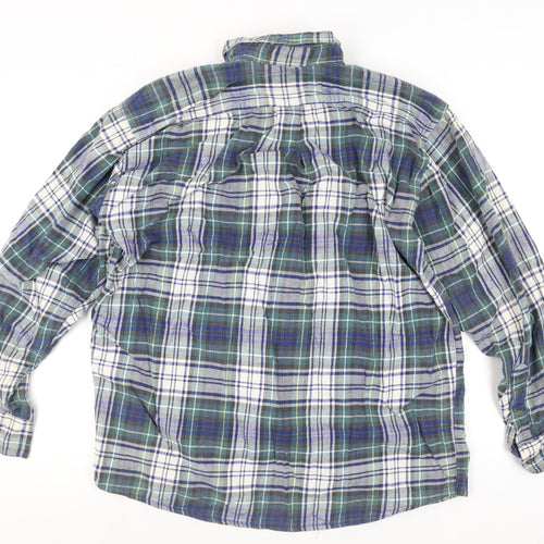 American Eagle Men’s Blue Plaid Flannel Button-Up Shirt L