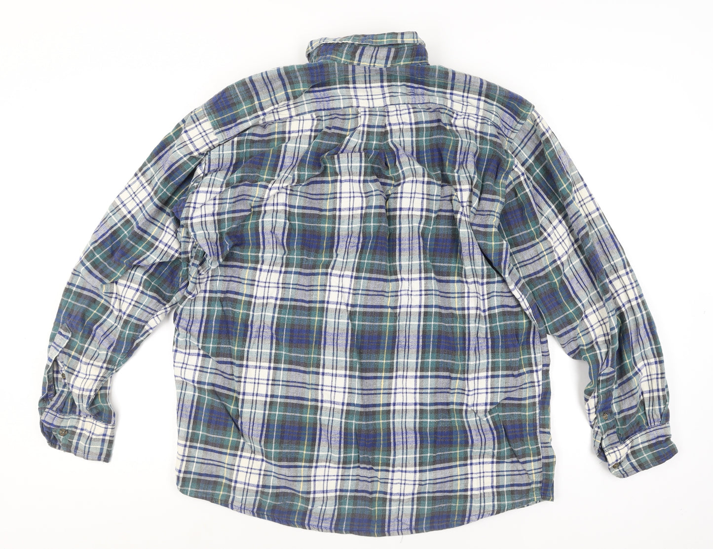 American Eagle Men’s Blue Plaid Flannel Button-Up Shirt L