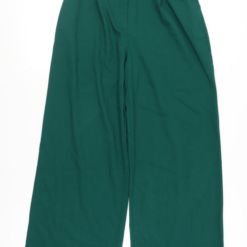 Zara Women Green Wide-Leg Tailored Trousers Size 12