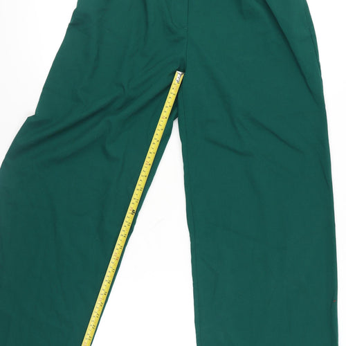 Zara Women Green Wide-Leg Tailored Trousers Size 12