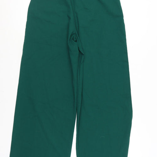Zara Women Green Wide-Leg Tailored Trousers Size 12