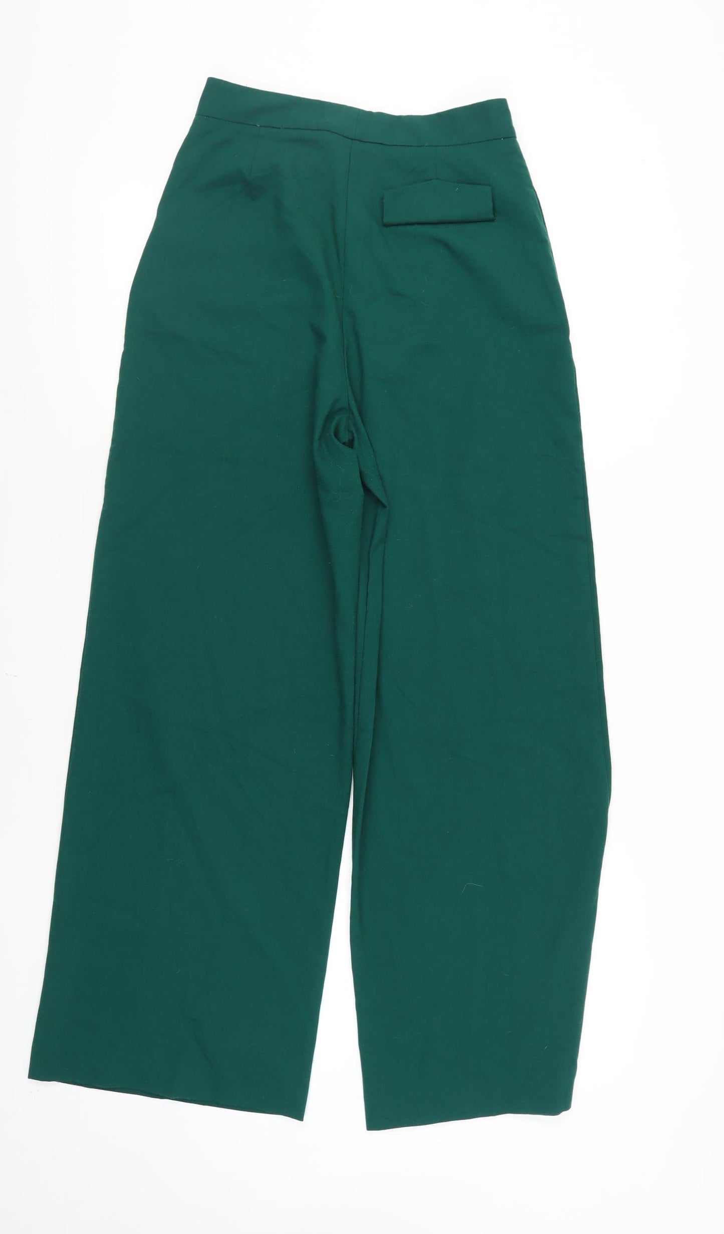 Zara Women Green Wide-Leg Tailored Trousers Size 12