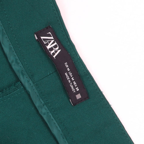 Zara Women Green Wide-Leg Tailored Trousers Size 12