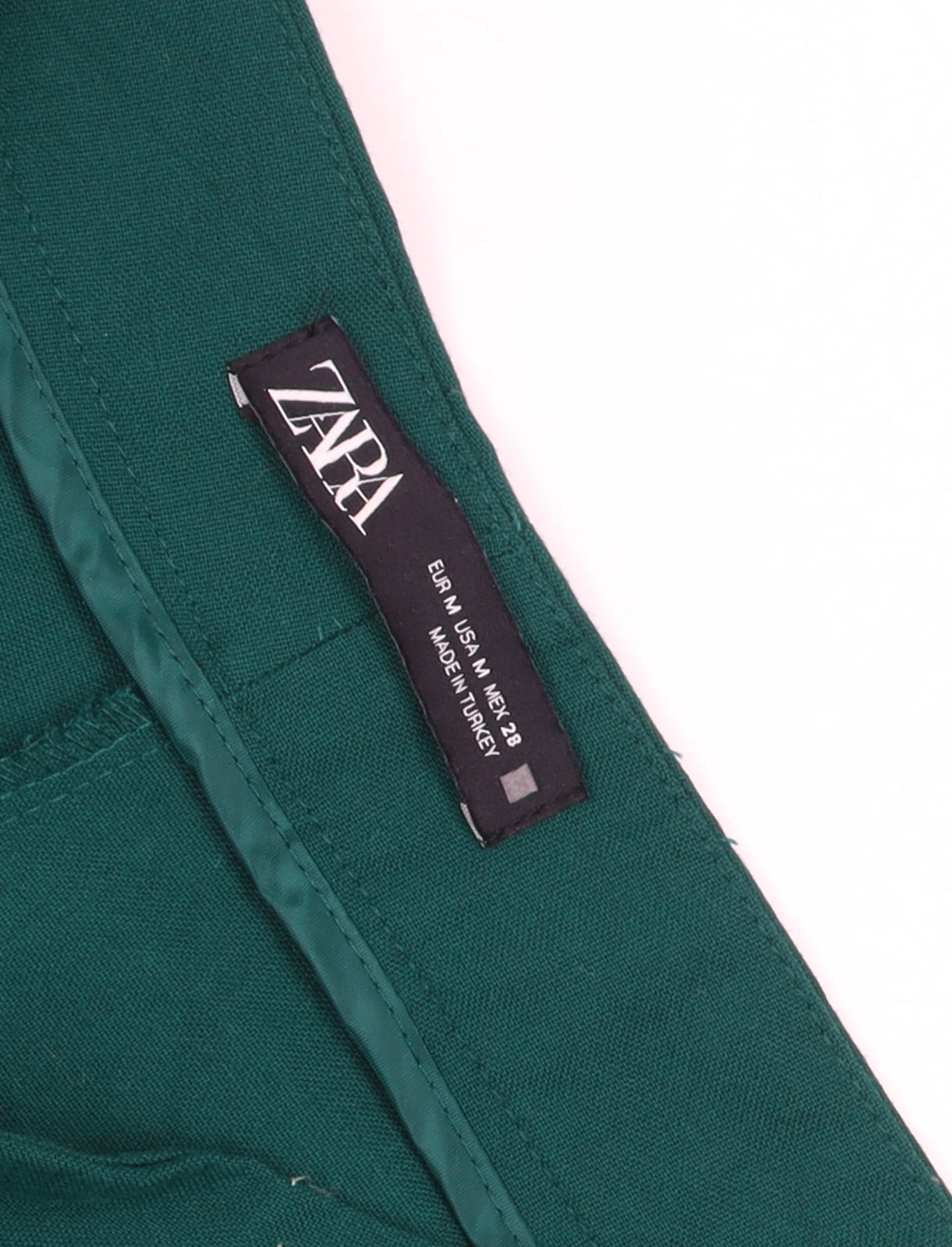 Zara Women Green Wide-Leg Tailored Trousers Size 12
