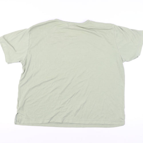 Bonmarché Women’s Green Embroidered V-Neck Cotton T-Shirt Size L