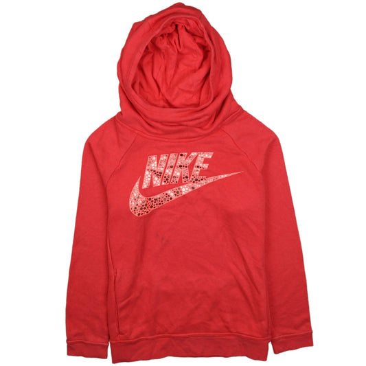 Nike Womens Red Long Sleeve Pullover Hoodie XL Rhinestone Logo