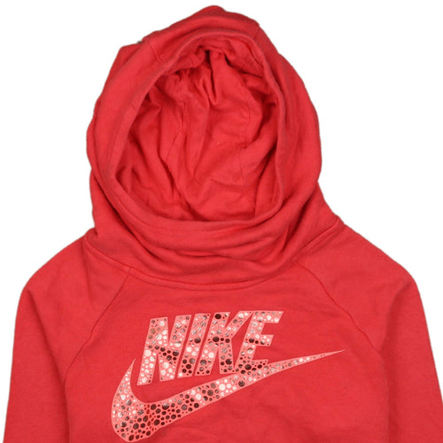 Nike Womens Red Long Sleeve Pullover Hoodie XL Rhinestone Logo
