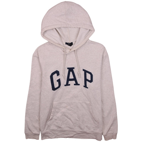 GAP Women Beige Small Pullover Hoodie with Logo and Pockets