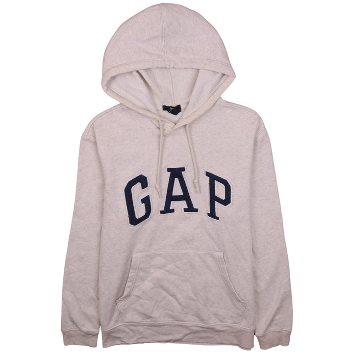 GAP Women Beige Small Pullover Hoodie with Logo and Pockets