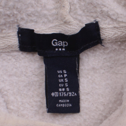 GAP Women Beige Small Pullover Hoodie with Logo and Pockets