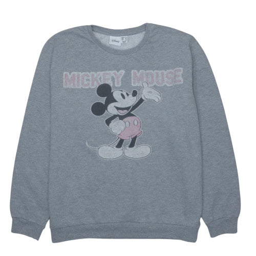Disney Women Grey Mickey Mouse Pullover Sweatshirt Size 16
